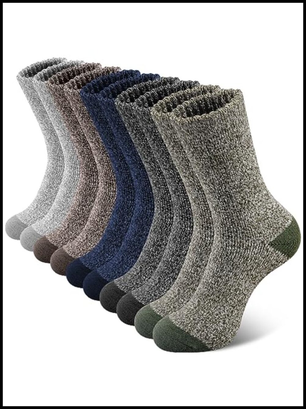 5 Pairs Merino Wool Thick Hiking Socks Men Thermal Winter Crew